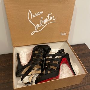 Christian Louboutin Paquita 120 Crepe Satin shoes in size 36.5, Barney’s NY
